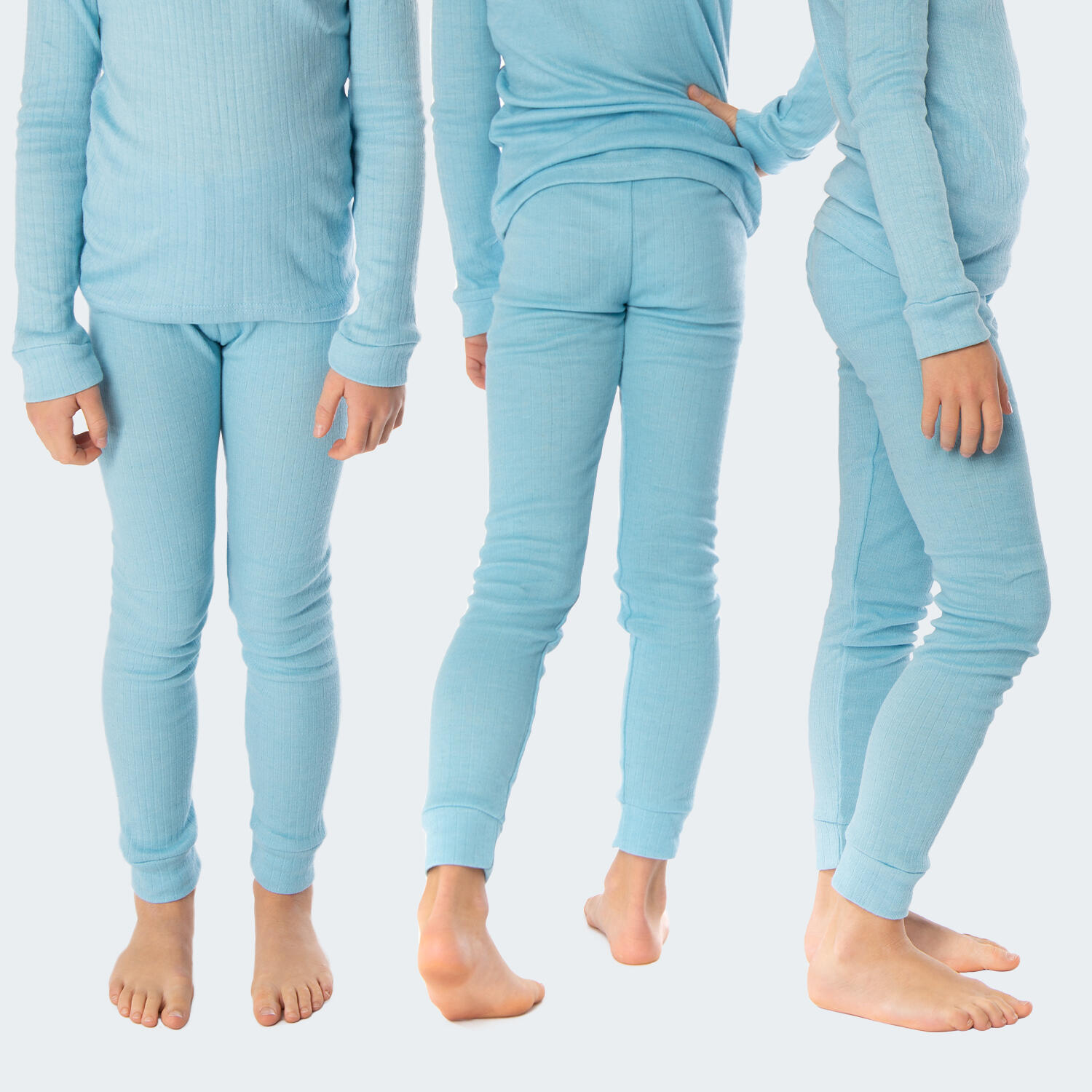 3 pantalons thermiques enfant | Sous-vêtements sportifs | Bleu clair 2/6
