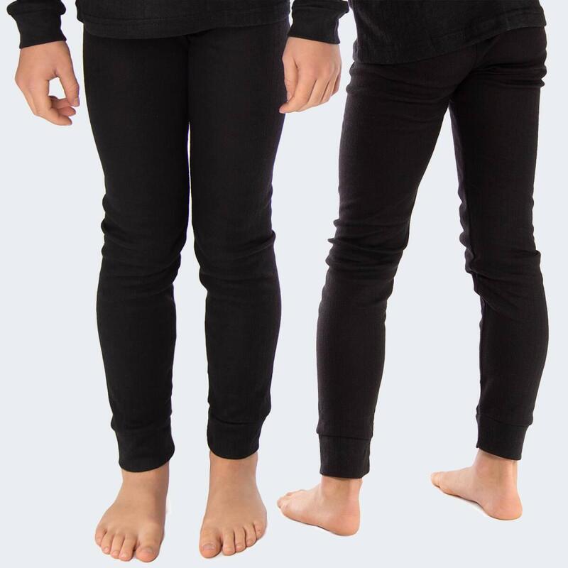 Pantaloni termici copii set de 2 | pantaloni sport | fleece interior | Negru