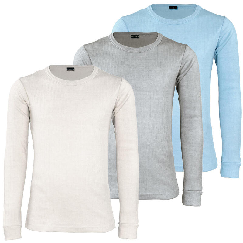 3 maglie termiche | Bambino | Intimo sportivo | Crema/Grigio/Celeste