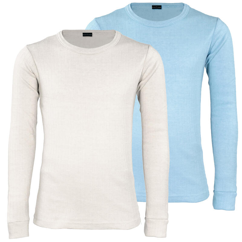 2 t-shirts thermiques enfant | Sous-vêtements sportifs | Crème/Bleu clair