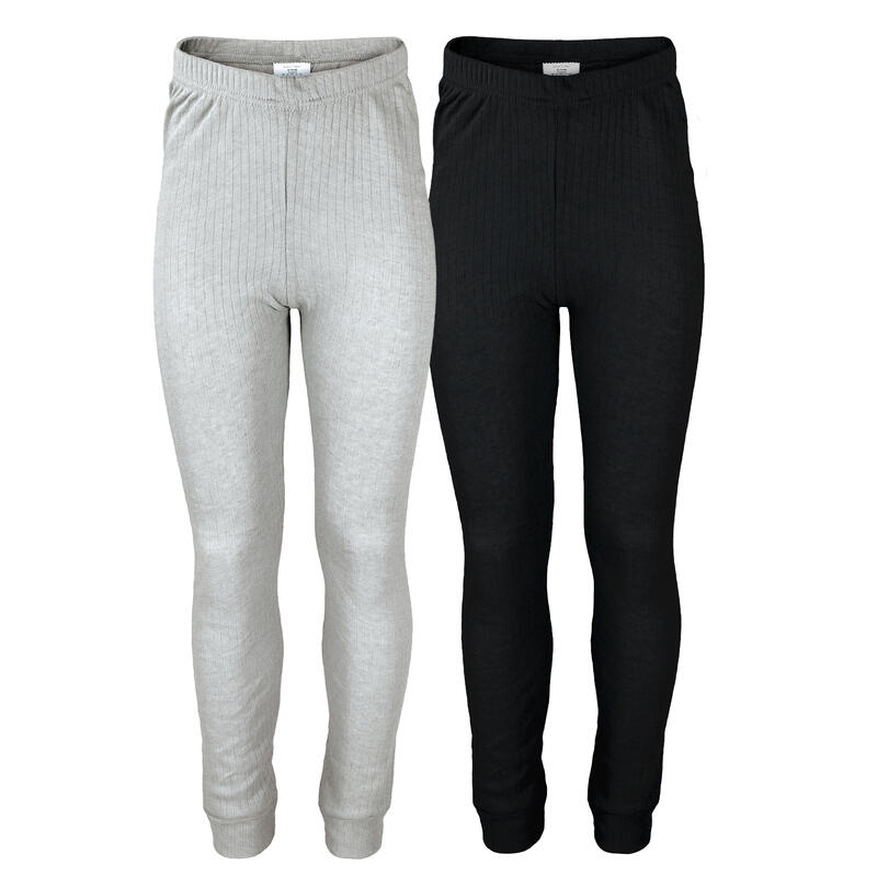 2 pantalons thermiques enfant | Sous-vêtements sportifs | Gris/Noir