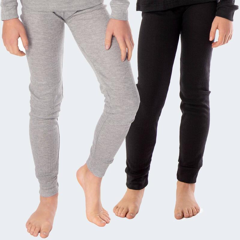 2 pantalons thermiques enfant | Sous-vêtements sportifs | Gris/Noir