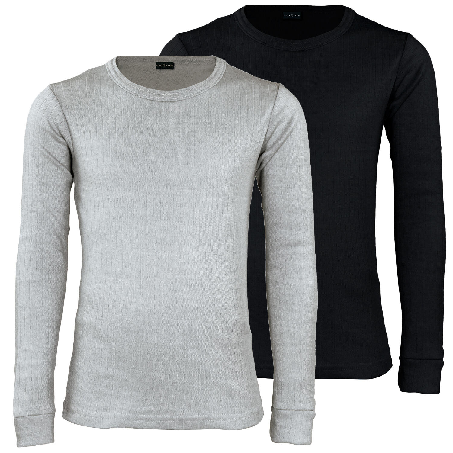 BLACK SNAKE Thermounterhemd Kinder 2er Set | Sportunterhemd | Innenfleece | Grau/Schwarz