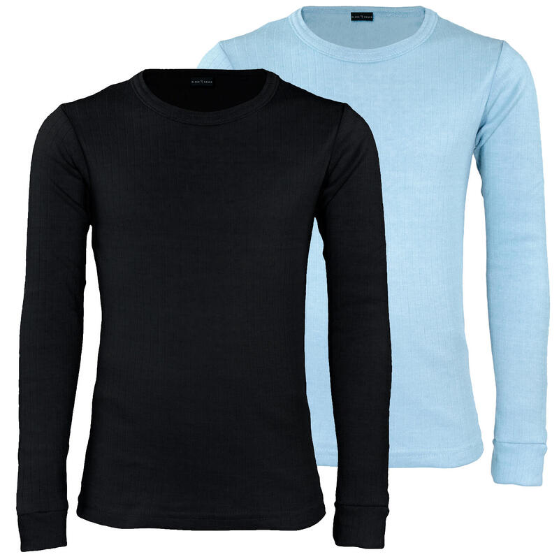 2 t-shirts thermiques enfant | Sous-vêtements sportifs | Bleu clair/Noir
