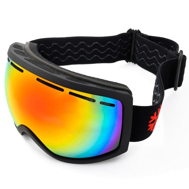 Skibril / Snowboard bril zwart - Rood spiegelglas