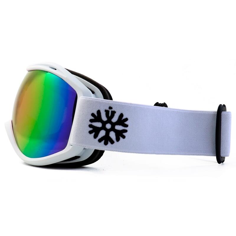 Masque de ski / Masque de snowboard Blanc - Verre miroir rose