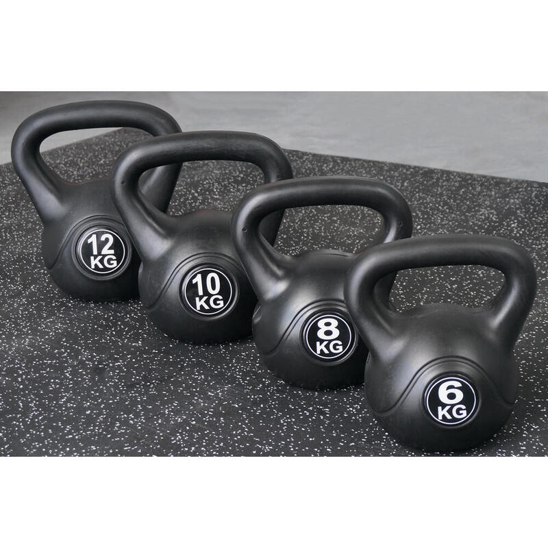 Kettlebell 10 kg - Kunststof - voor binnen en buiten - Zwart