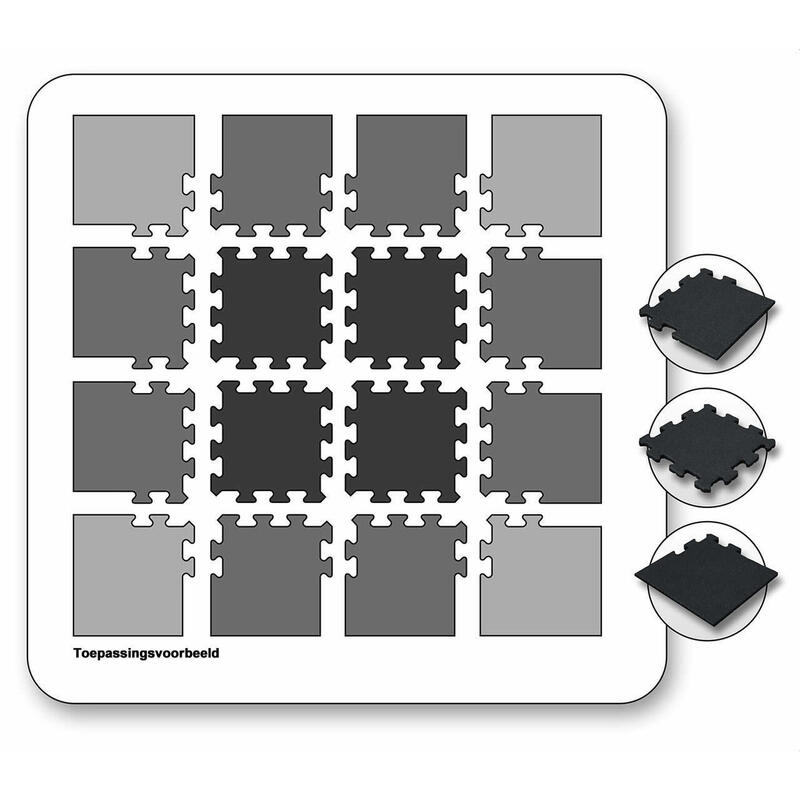 Baldosa de Goma Negra 25mm - 50x50 cm Esquina Sistema Puzzle Pieza