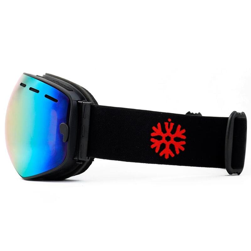 Masque de ski / Masque de snowboard noir - Verre miroir rouge