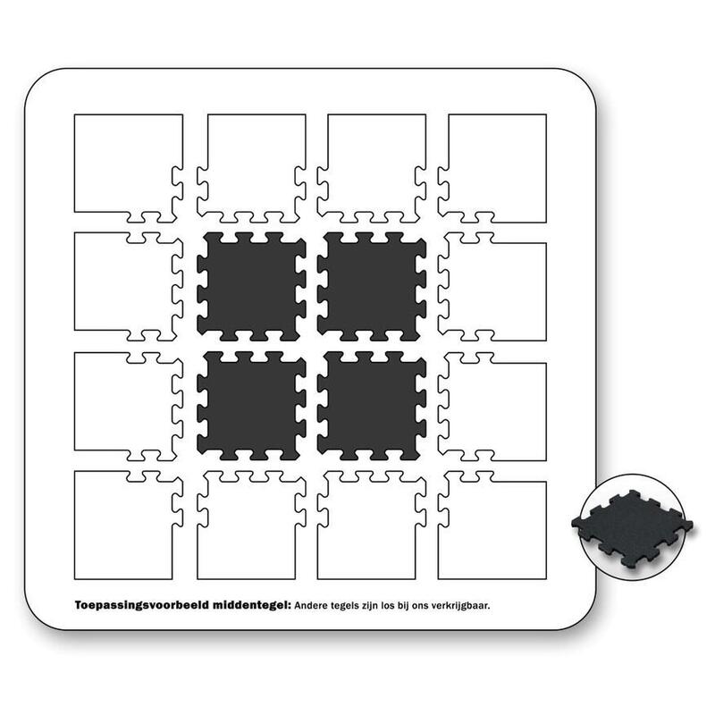 Piastrella in gomma nera 25mm - 50x50 cm - Puzzle System Middle Piece