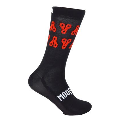 Chaussettes de cyclisme d'hiver en laine mérinos Heat Mooquer Chain Coffee Noire