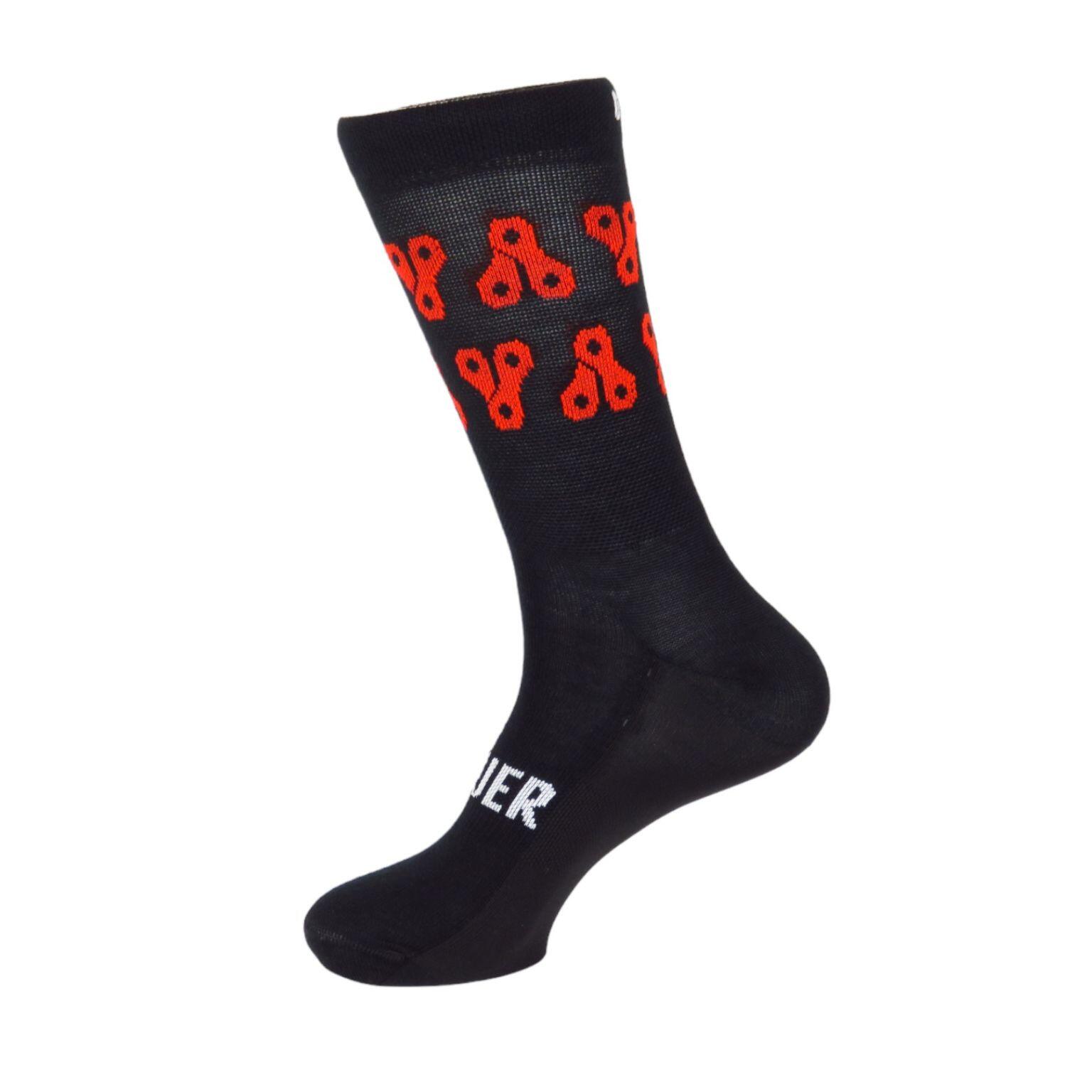 Calze da ciclismo invernali in lana merino Heat Unisex Mooquer Chain Coffee Nere 3/7