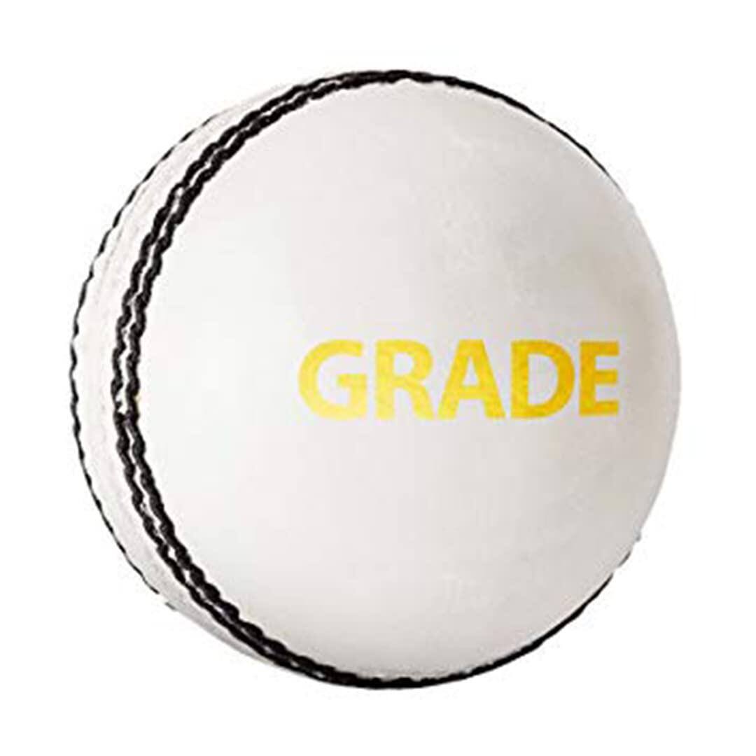 DSC Grade Leather Cricket Ball (White)| Water Proofed Leather | Top Quality Cork 2/5