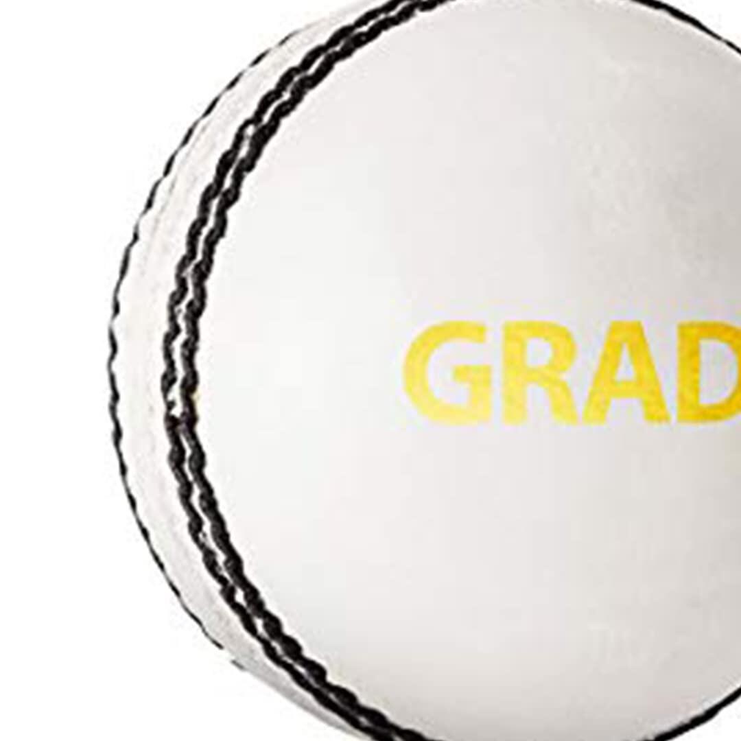 DSC Grade Leather Cricket Ball (White)| Water Proofed Leather | Top Quality Cork 4/5