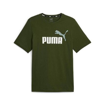 T-shirt bicolore à logo Essentials+ Homme PUMA Black Lime Sheen Green