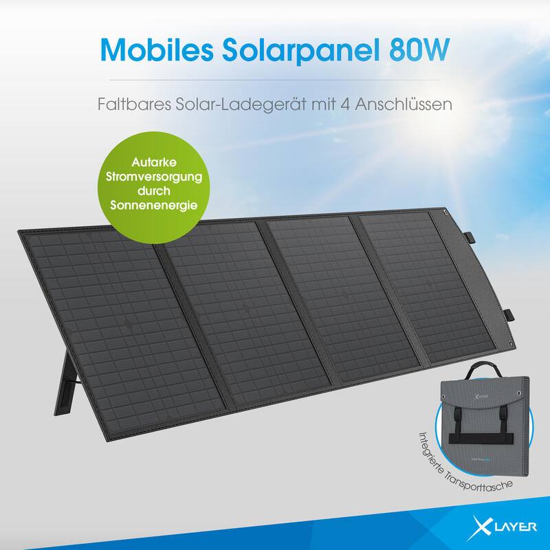 XLayer Mobiles Solar Panel 80W -falt- und aufstellbar- Grey