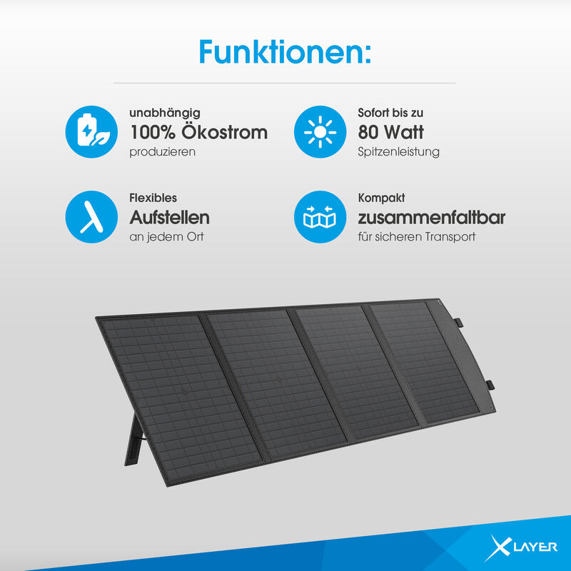 XLayer Mobiles Solar Panel 80W -falt- und aufstellbar- Grey