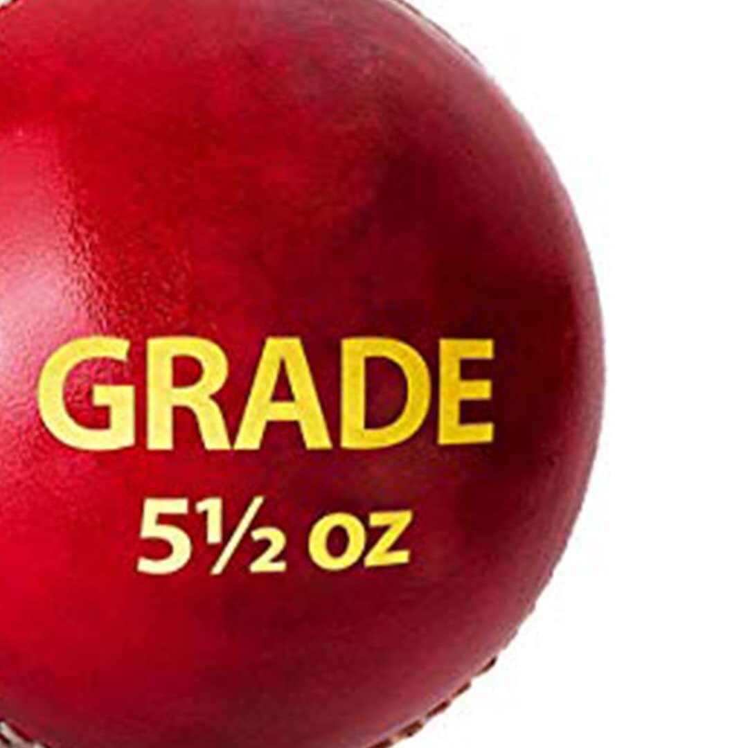 DSC Grade Leder Cricketball (Rot, Club)| Wasserfester Lederball 3/5