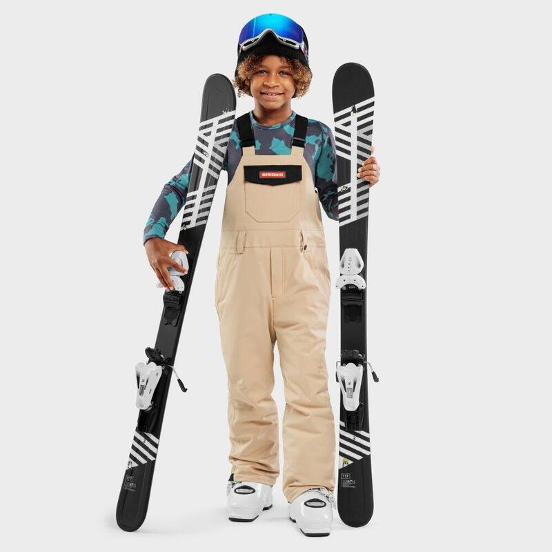 Kinderen Wintersport Jongens snowboard broek met bretels Native SIROKO Beige