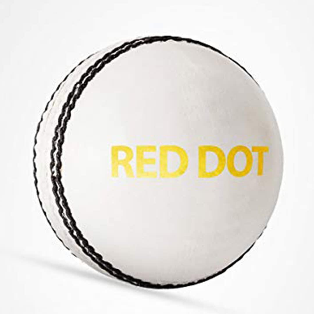 DSC Red Dot Leder Cricket Ball (Weiß)| Wasserdichtes Leder Ball 2/5