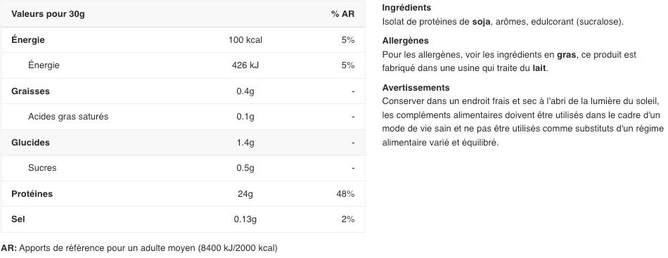 Proteine della soia - Soy Protein Isolate - Vaniglia 1000g 2/3