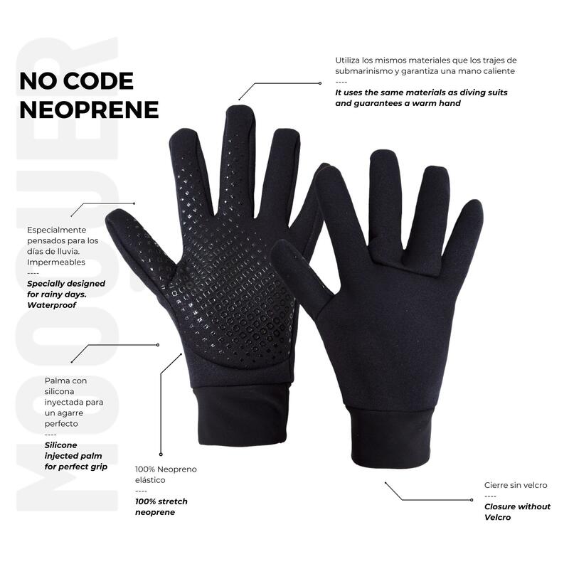 Gants de cyclisme longs en néoprène pour la pluie, unisexe, Mooquer No Code noir