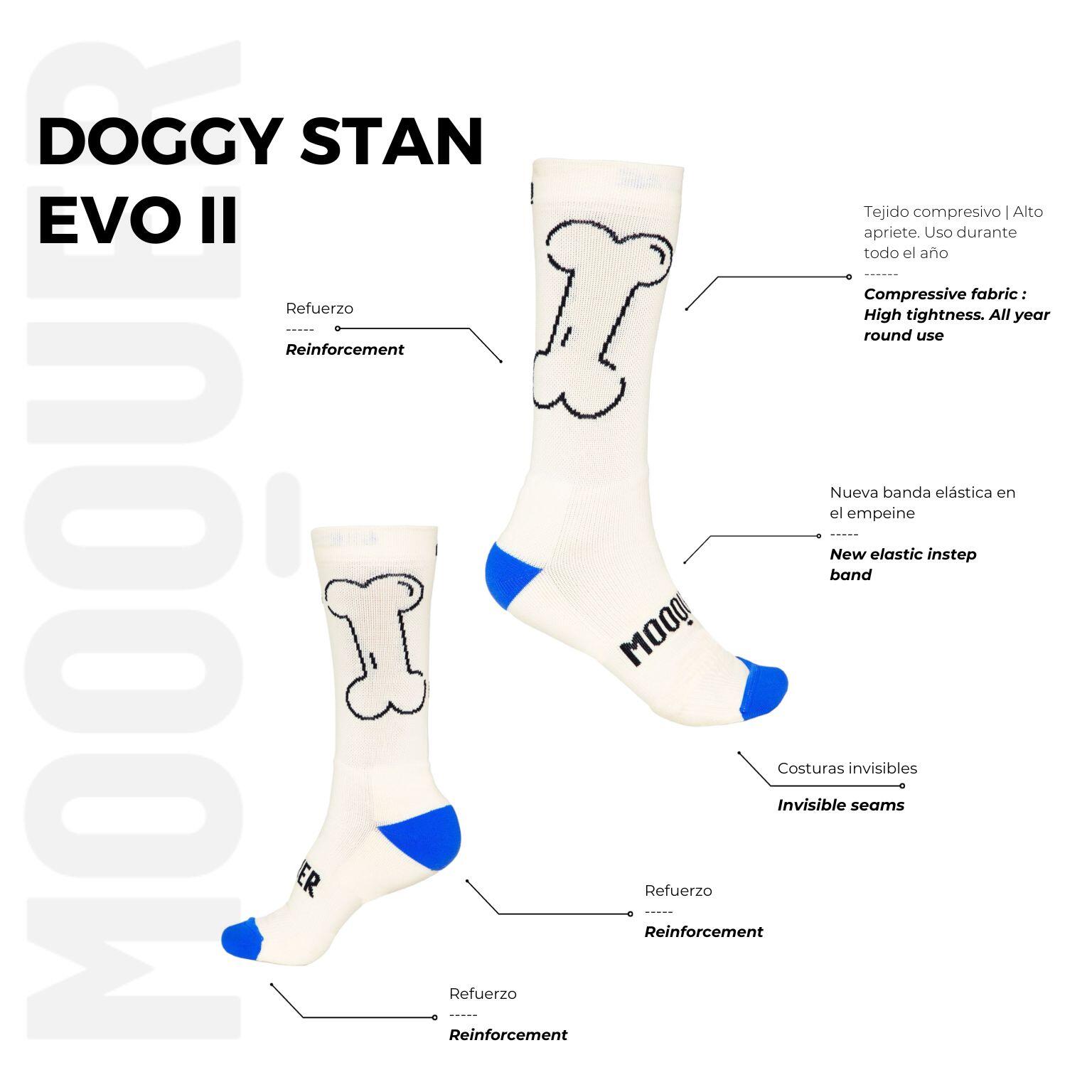 Meias de Ciclismo Unissex com Reforços Altos Mooquer Doggy Stan Evo II Creme 3/3