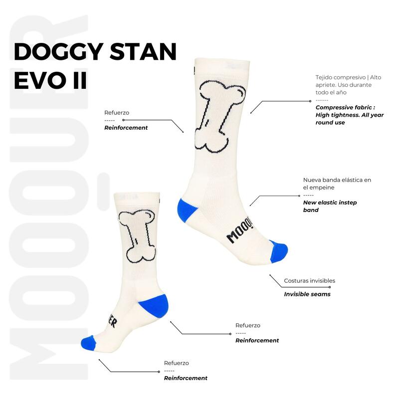 Chaussettes de cyclisme unisexes avec renforts hauts Mooquer Doggy Stan Evo