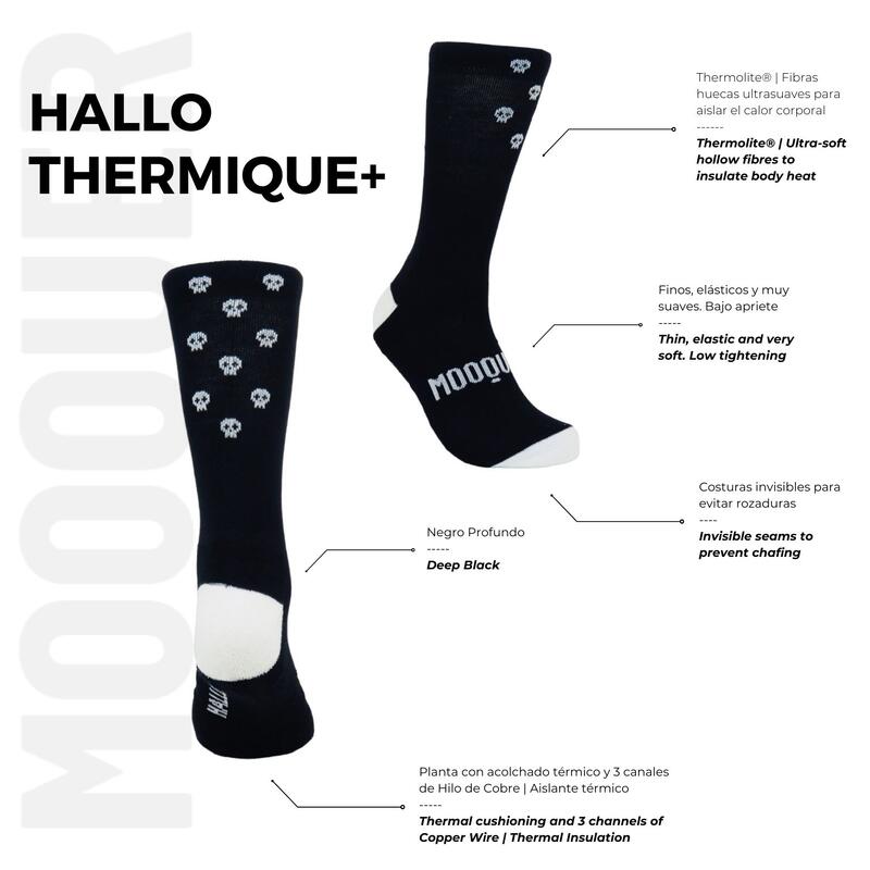 Calcetines Ciclismo Invierno Térmicos Thermolite Hilo Cobre Mooquer Hallo Negros