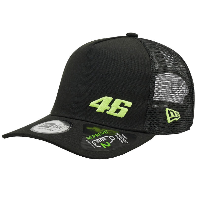 Férfi baseball sapka, New Era Repreve Flawless A-Frame Trucker VR46 Cap, fekete