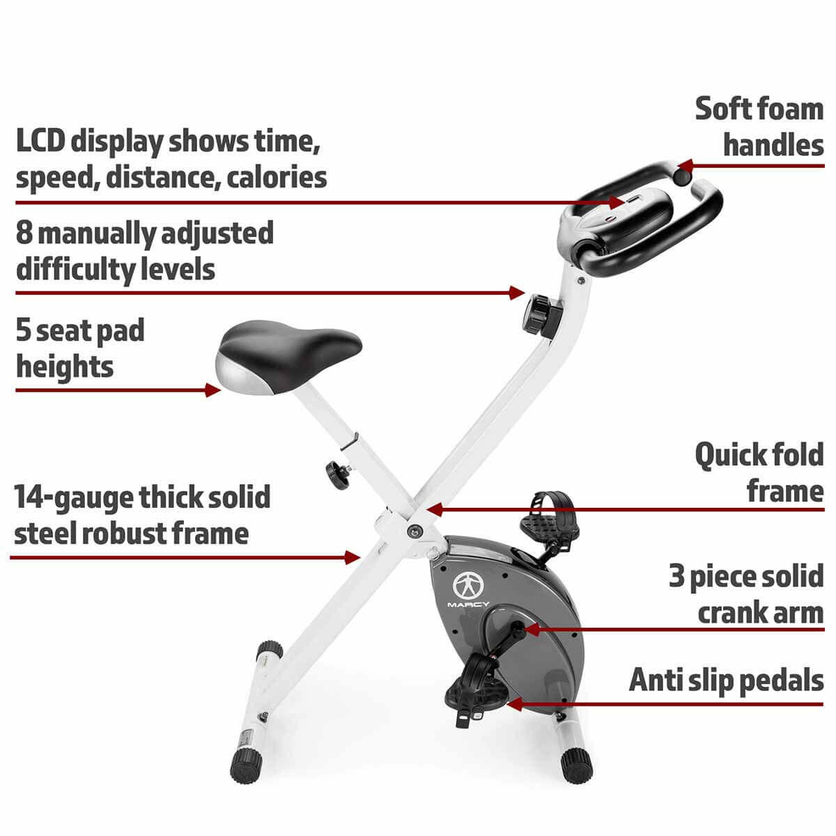 MARCY NS652 FOLDABLE X FRAME EXERCISE BIKE 3/7