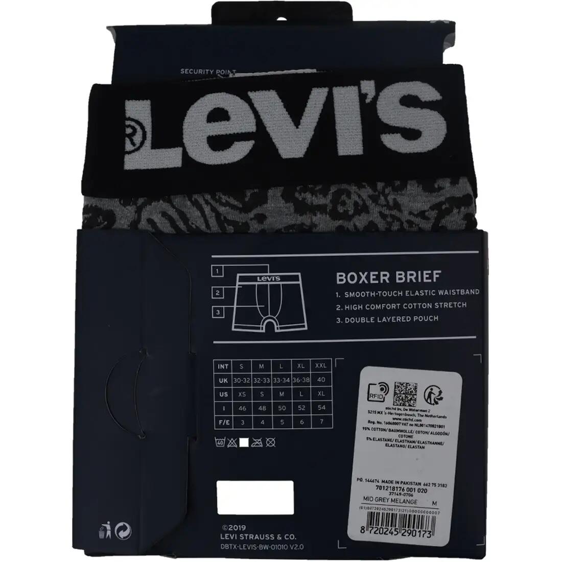 Férfi boxeralsó, Levi's Boxer 2 Pairs Briefs, szürke 4/4