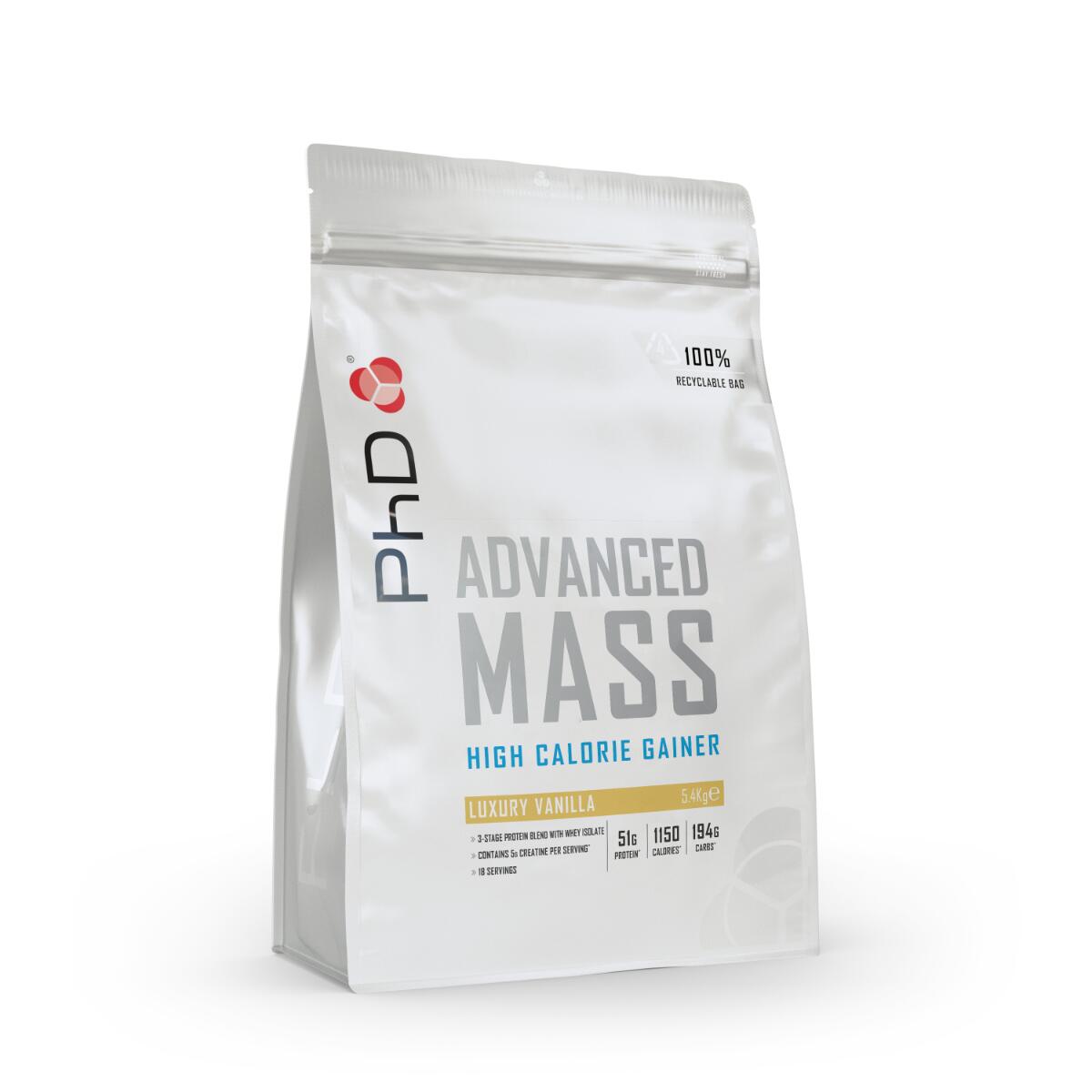 PHD NUTRITION PhD Nutrition | Advanced Mass Powder | Luxury Vanilla Flavour | 5.4kg