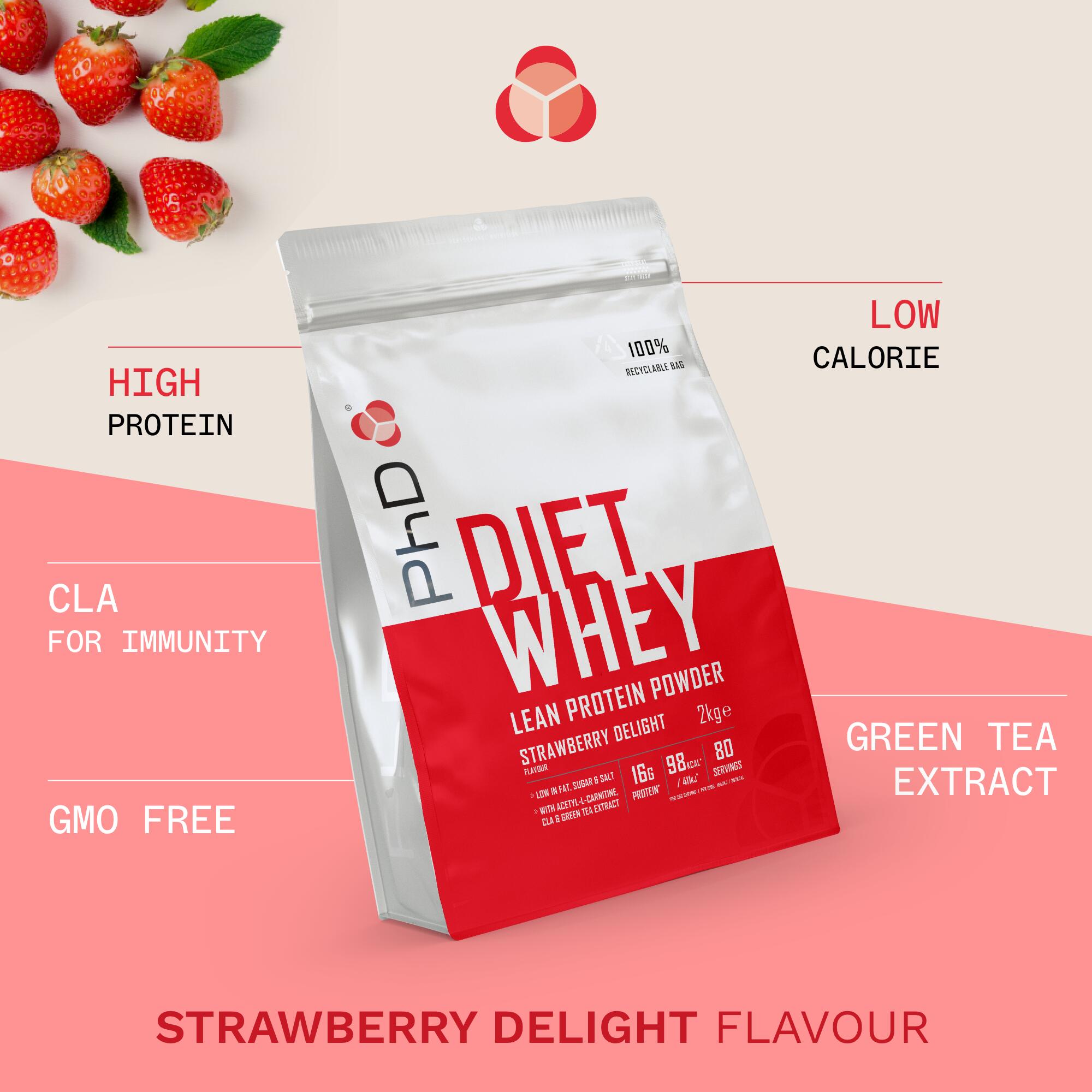 PhD Nutrition | Diet Whey Powder | Strawberry Delight Flavour | 2kg 2/5