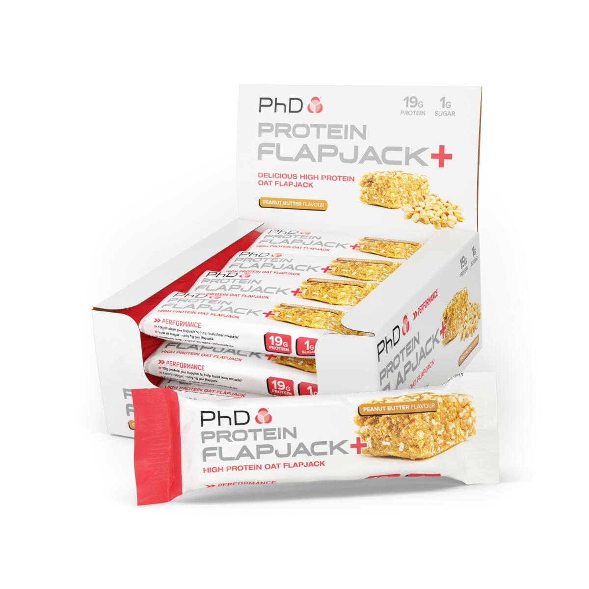 PHD NUTRITION PhD Nutrition | Flapjack+ Protein Bar | Peanut Butter Flavour | 12 pack