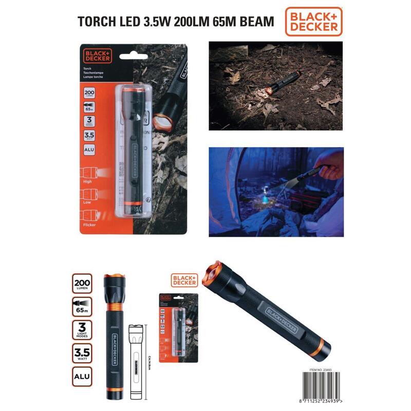 Latarka ręczna Black + Decker 3,5W 200 Lumenów aluminiowa