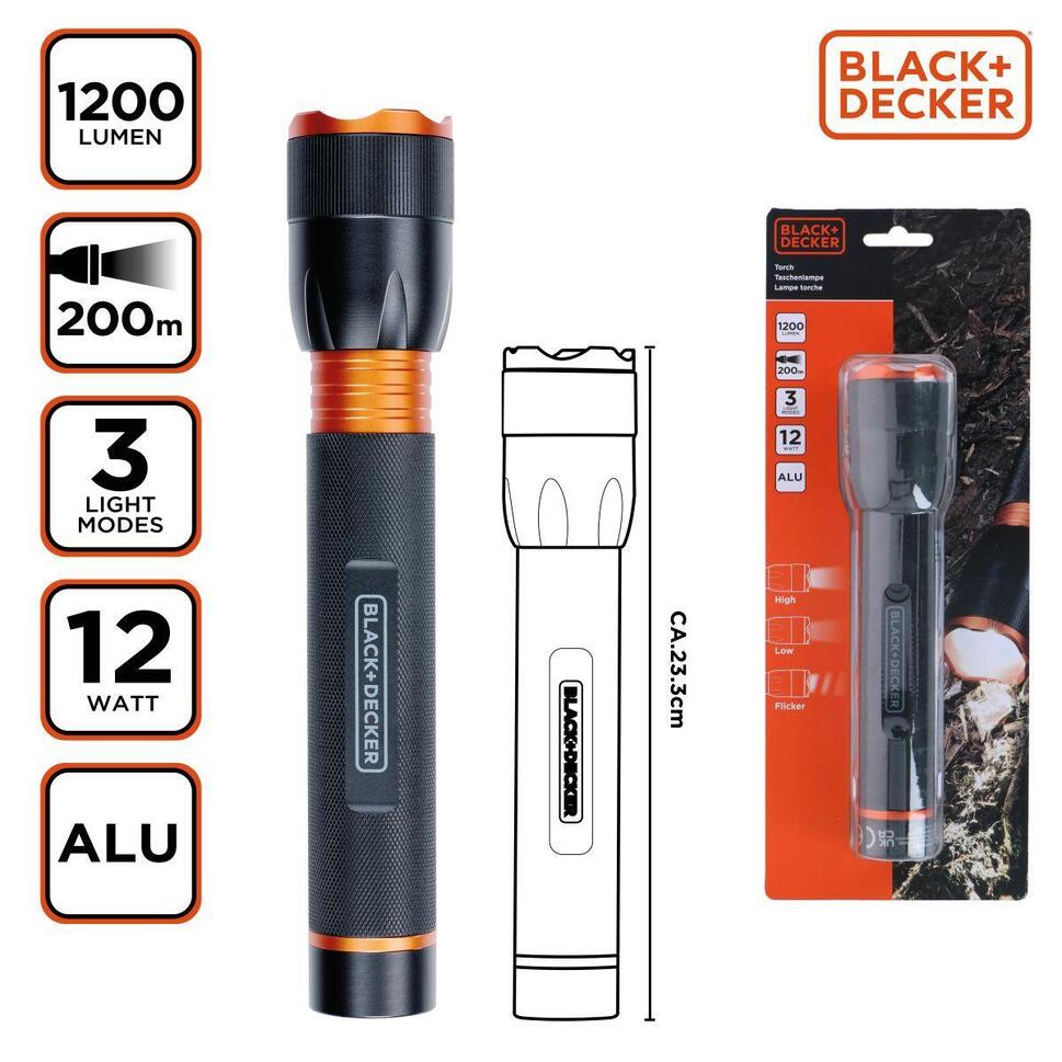 Latarka ręczna Black + Decker 12W 1200 Lumenów aluminiowa
