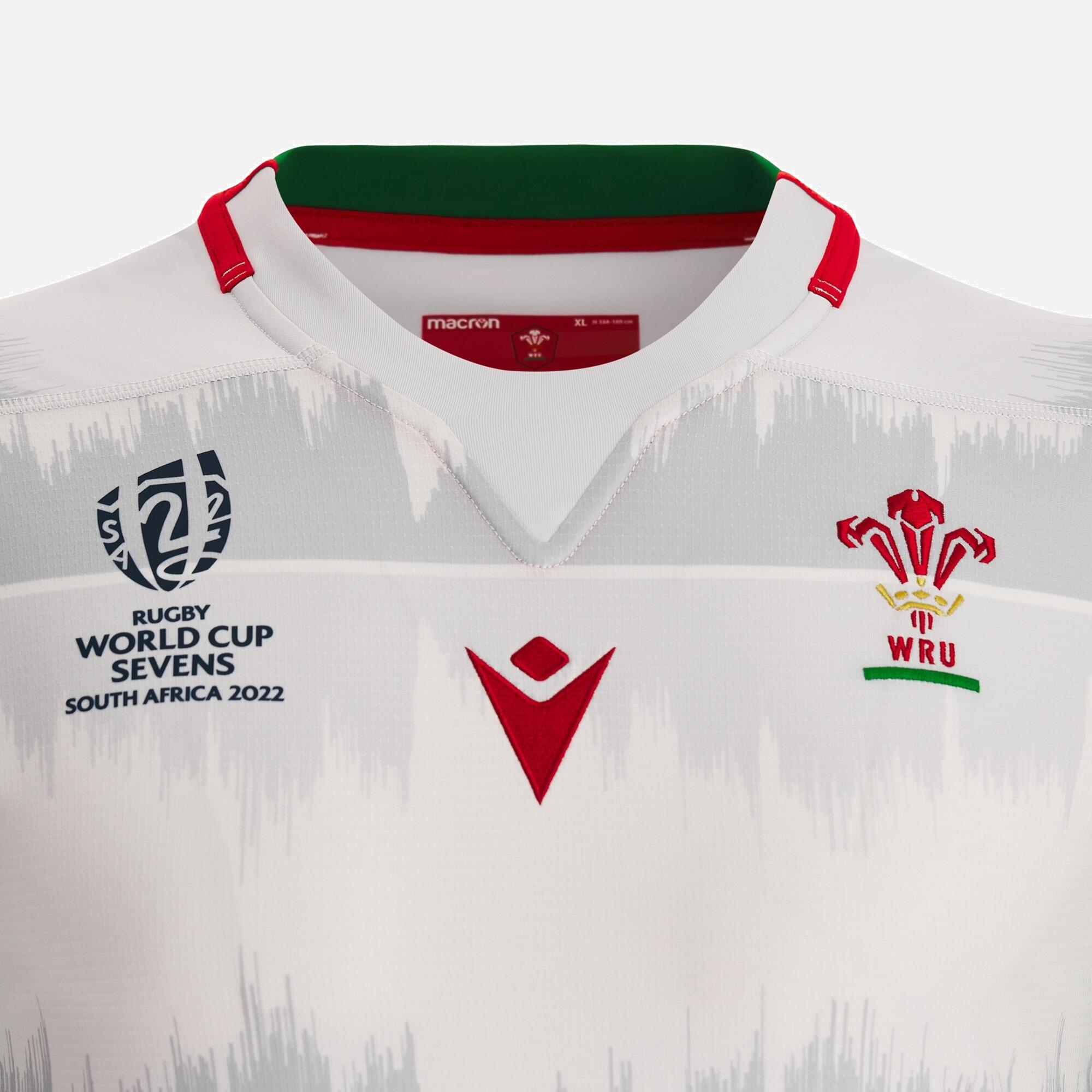 Macron Wales WRU 22/23 Away 7s Rugby World Cup Mens Technical Rugby Shirt 4/4