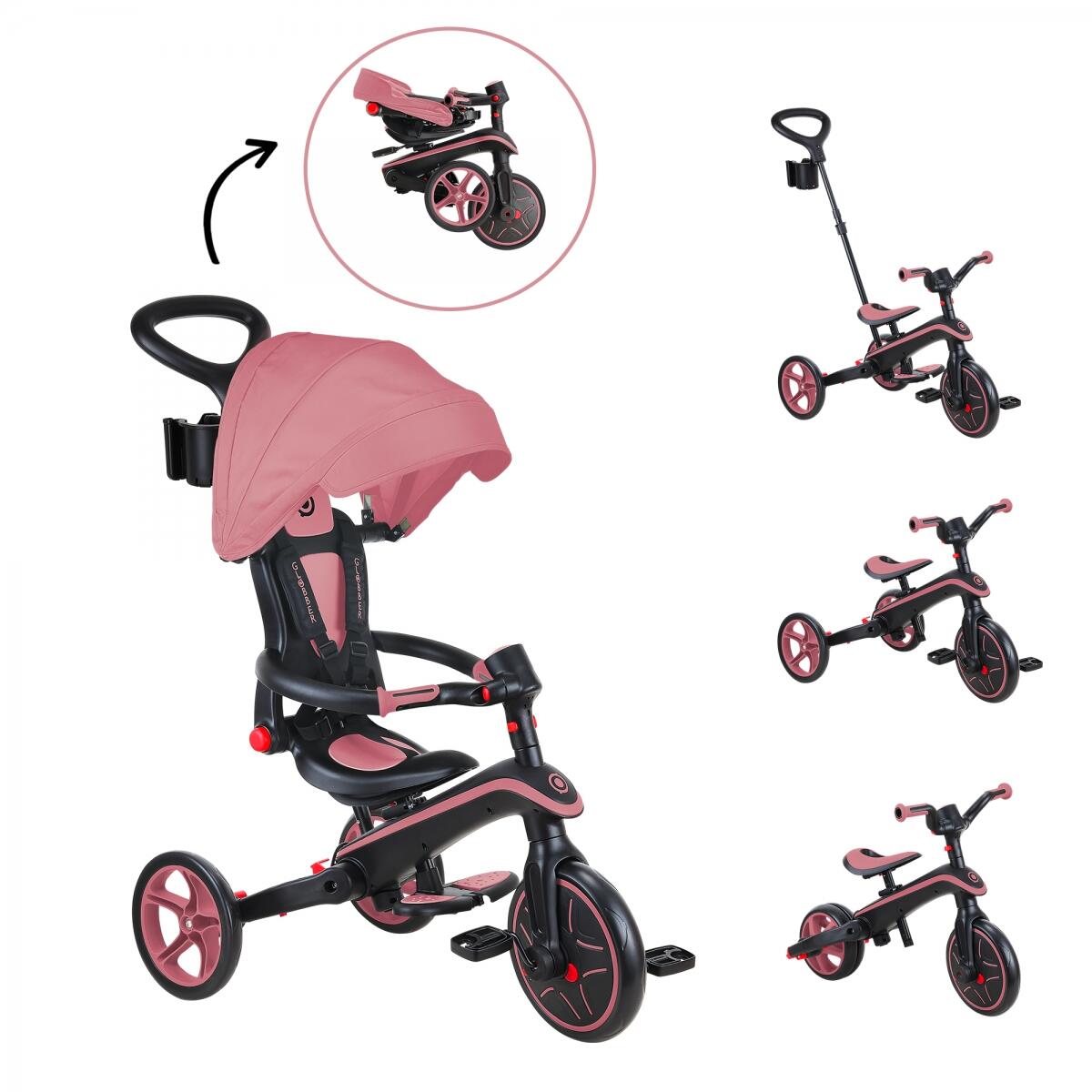 Tricycle EXPLORER 4 en 1 volutif Pliable Vert Olive GLOBBER