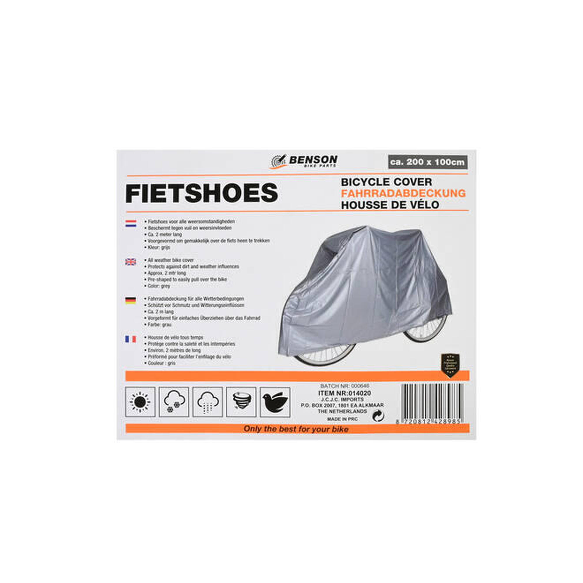 Beschermende fietshoes 200 x 100 cm - grijs