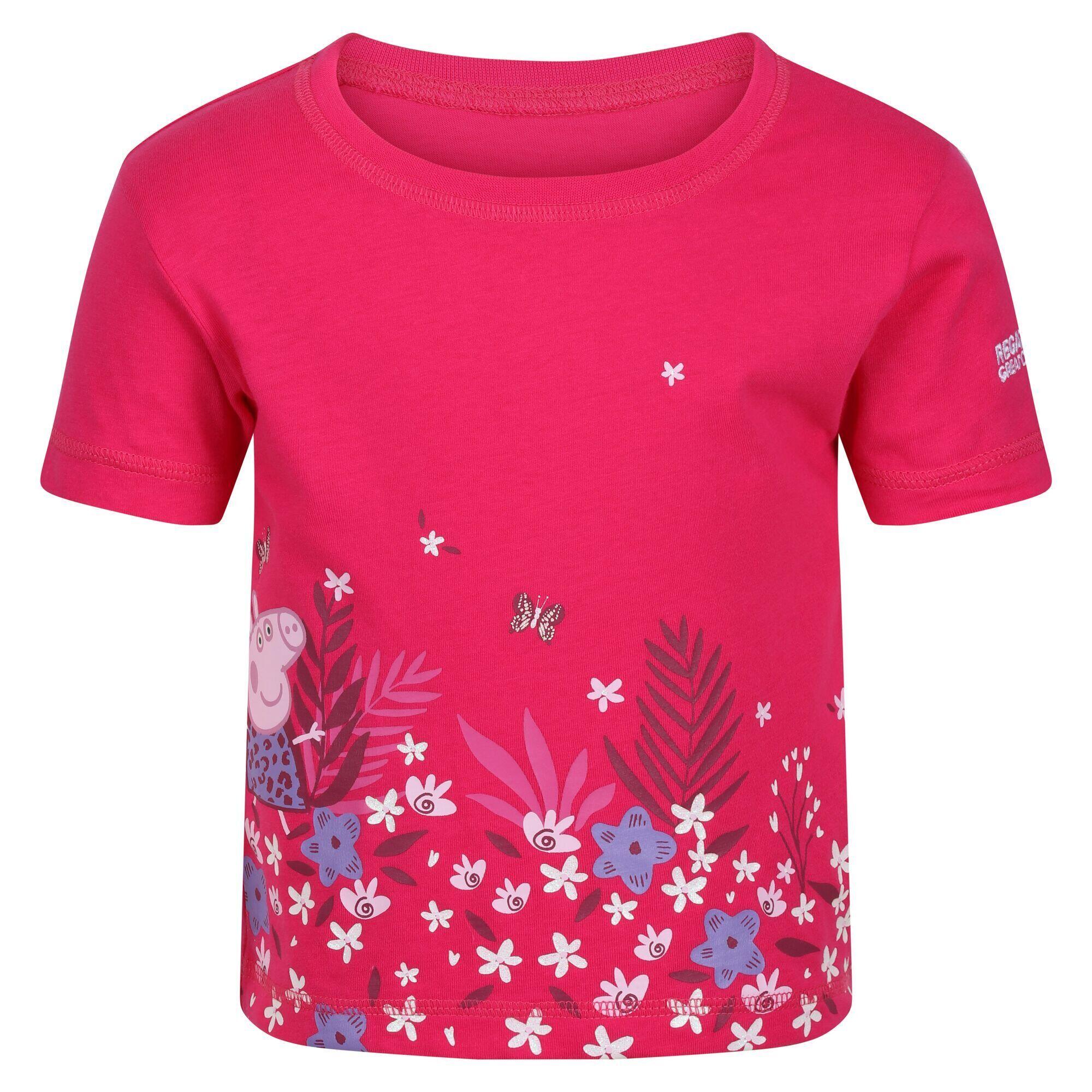 Childrens/Kids Peppa Pig Flower ShortSleeved TShirt (Pink Fusion) 1/5