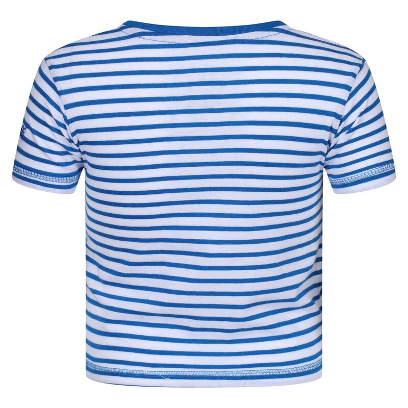 T-Shirt Porquinha Peppa Riscas Contrastantes Criança Azul Imperial / Branco