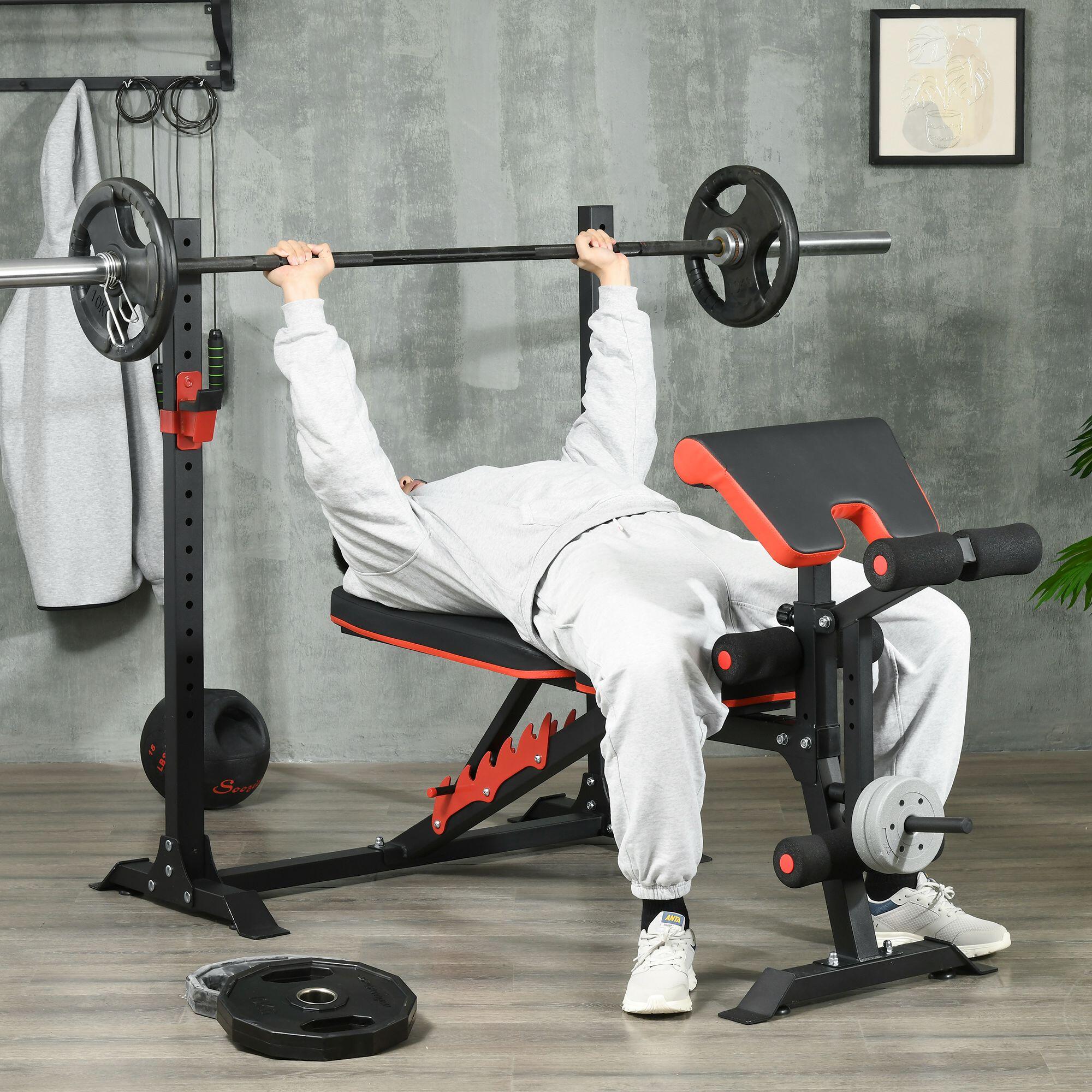 Banco de Musculaci n SPORTNOW 180x110x126 cm Negro y Rojo Decathlon
