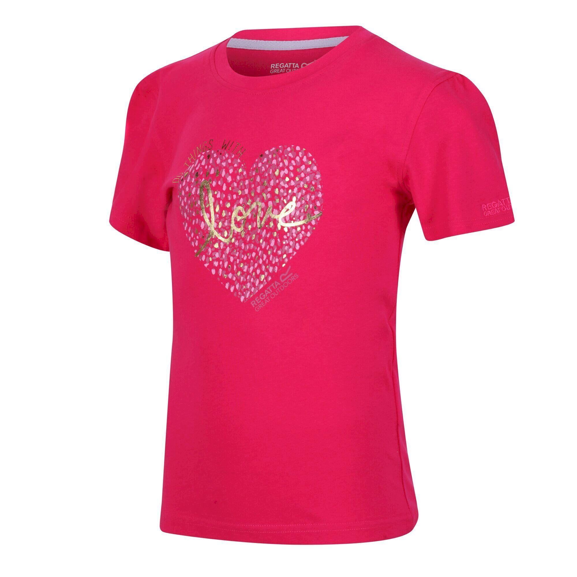 Childrens/Kids Bosley V Heart TShirt (Pink Fusion) 4/5