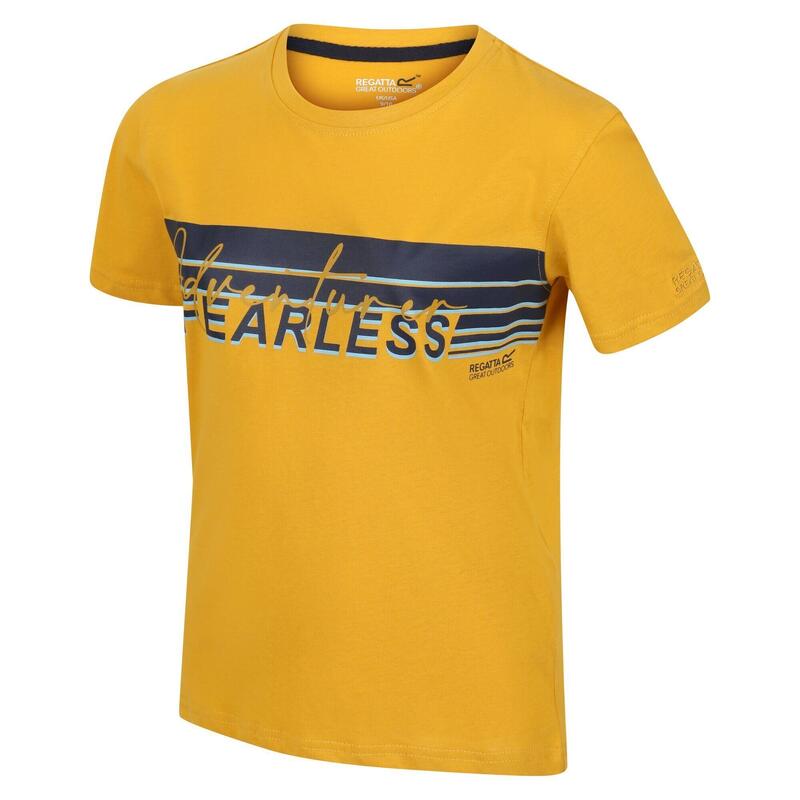 Camiseta Bosley V de Rayas para Niños/Niñas Amarillo Dorado
