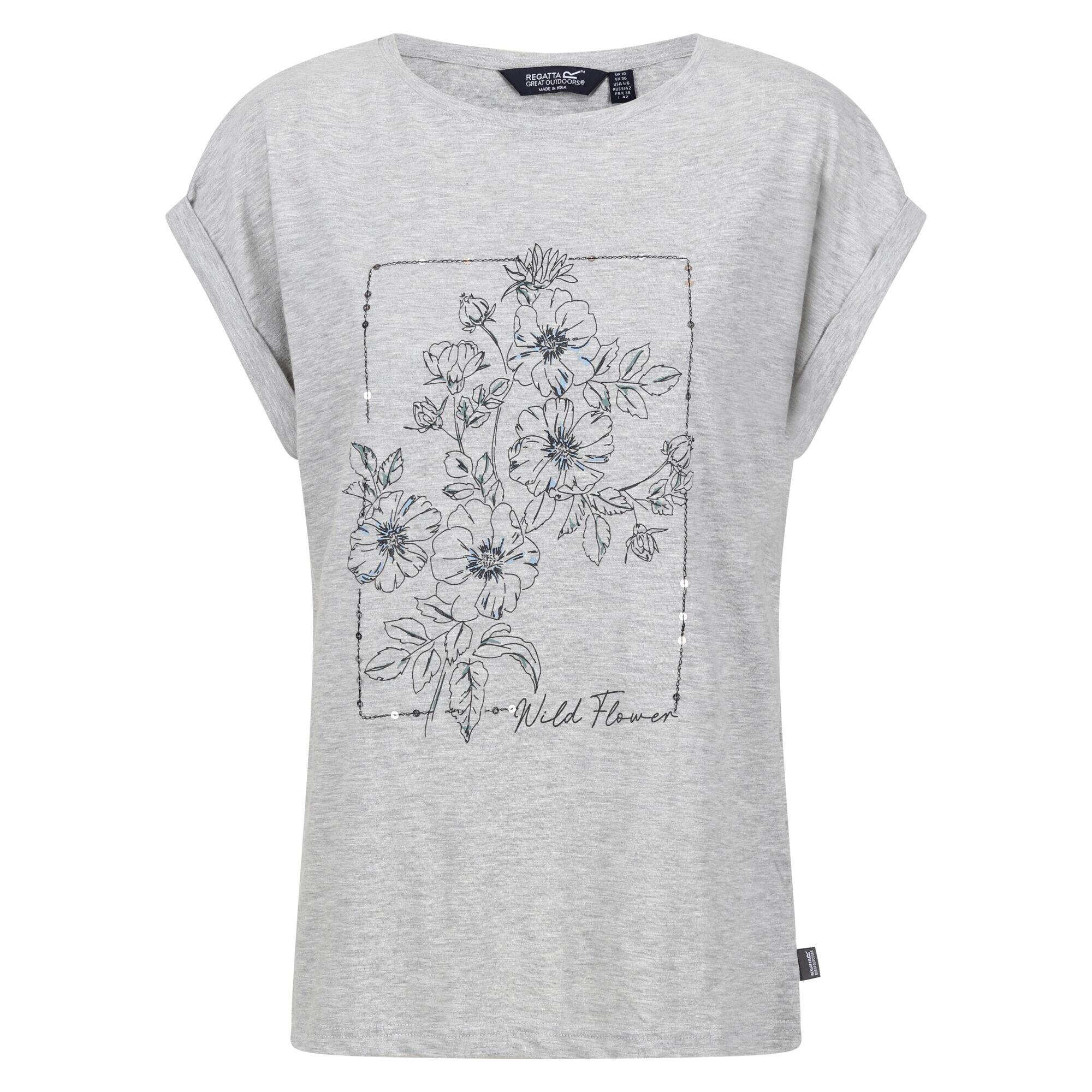 REGATTA Womens/Ladies Roselynn Wild Flowers TShirt (Storm Grey Marl)