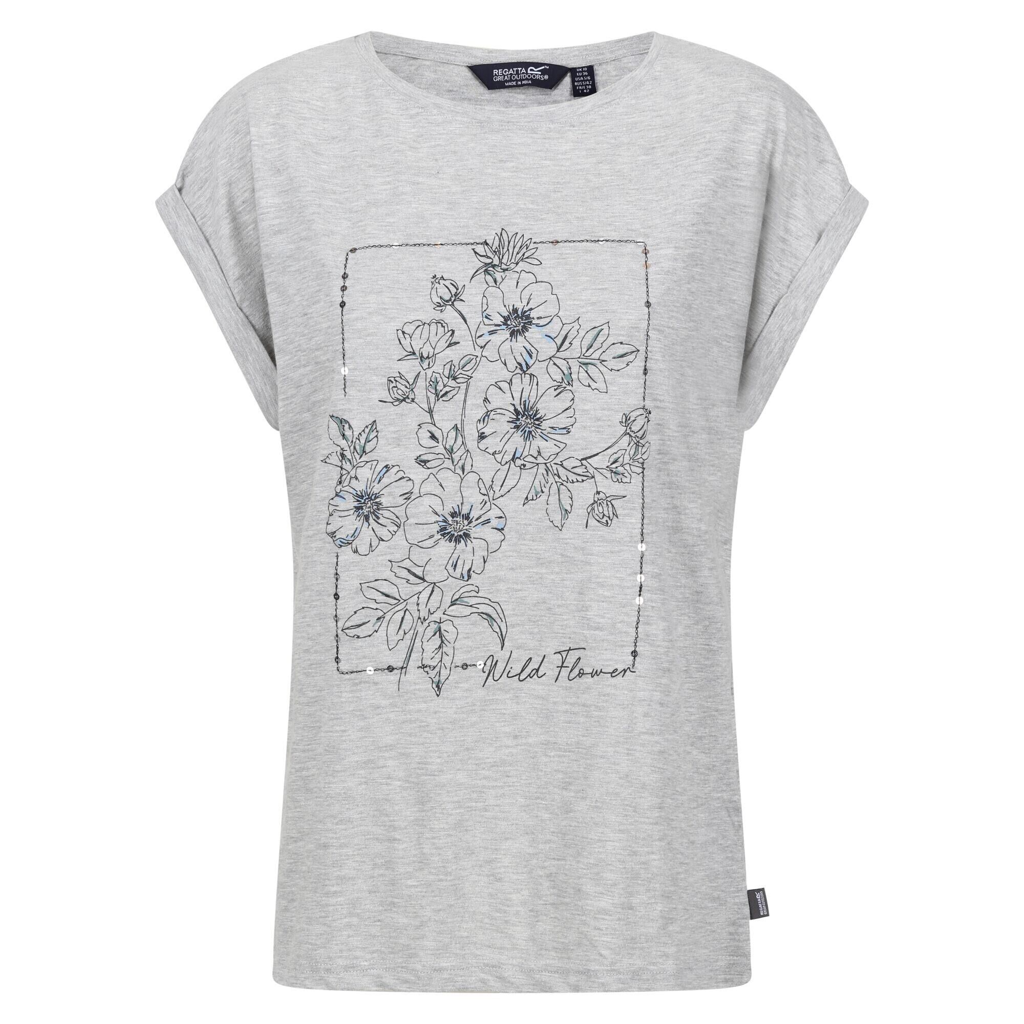 REGATTA Womens/Ladies Roselynn Wild Flowers TShirt (Storm Grey Marl)