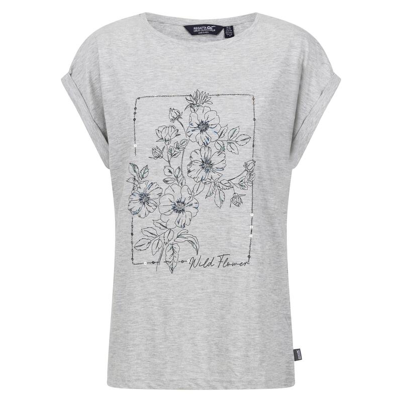 T-Shirt Roselynn Wild Flowers para senhora/senhora Cinzento Tempestade Mesclado