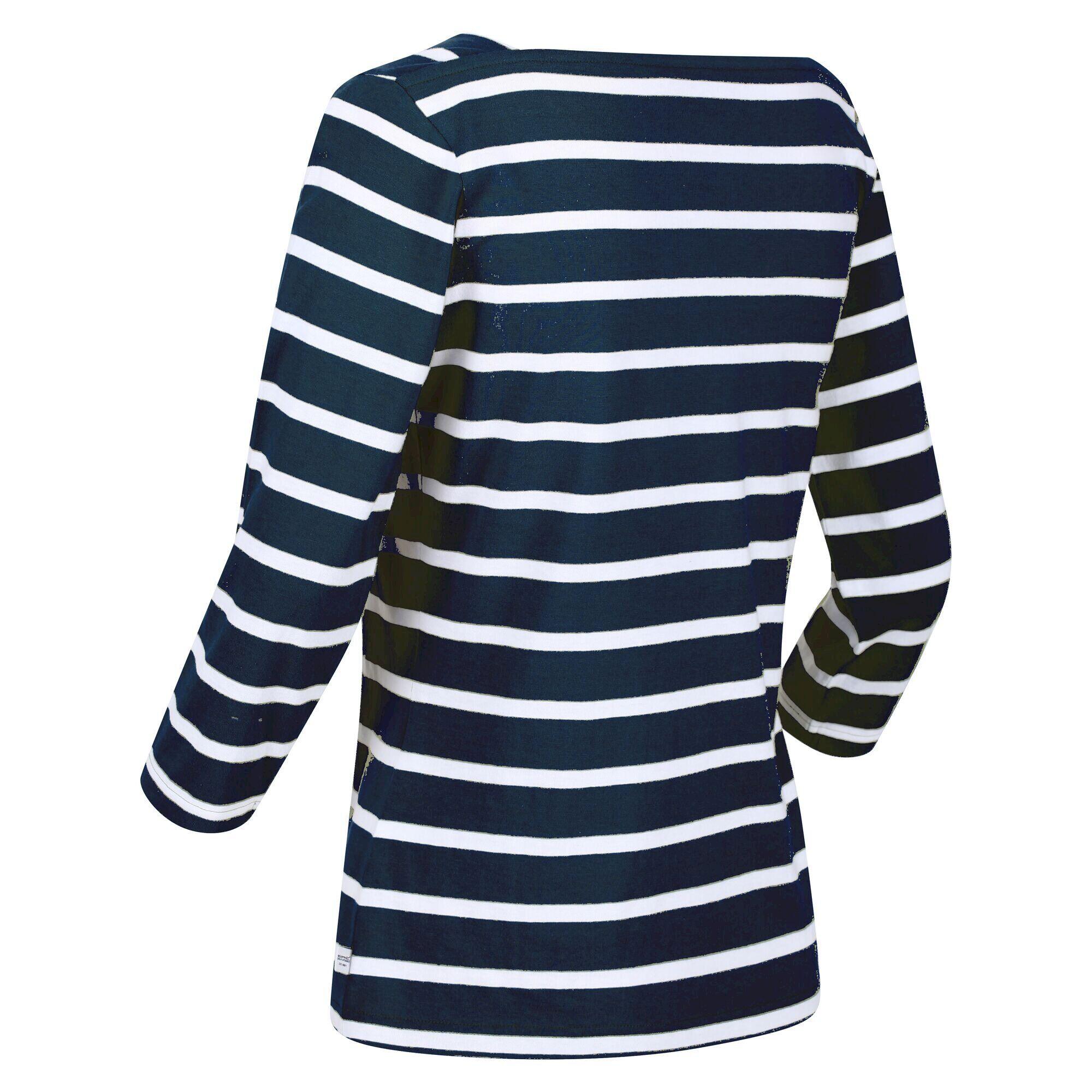 Womens/Ladies Polexia Stripe TShirt (Navy/White) 3/5