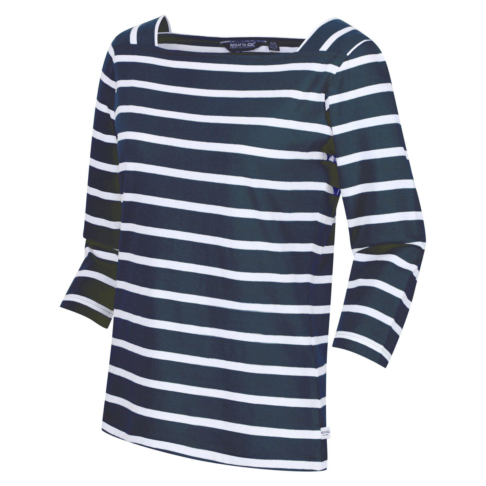 Womens/Ladies Polexia Stripe TShirt (Navy/White) 4/5